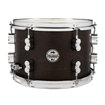 Pacific PDSN0812DMDW 8x12" Specialty LTD DRY Snare, 8x12" Maple Shell in Dark Walnut stain with chrome hardware
