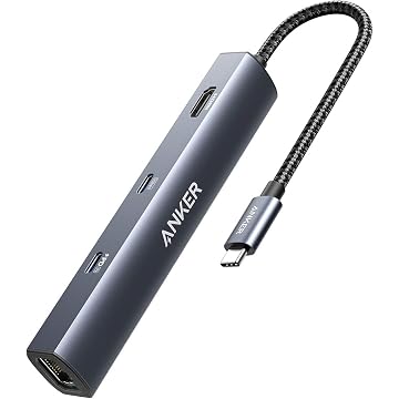 Anker USB-C Hub with Ethernet, 6-in-1 Multiport USB C to Ethernet Adapter | 4K HDMI Adapter with Ethernet, 65W Max PD