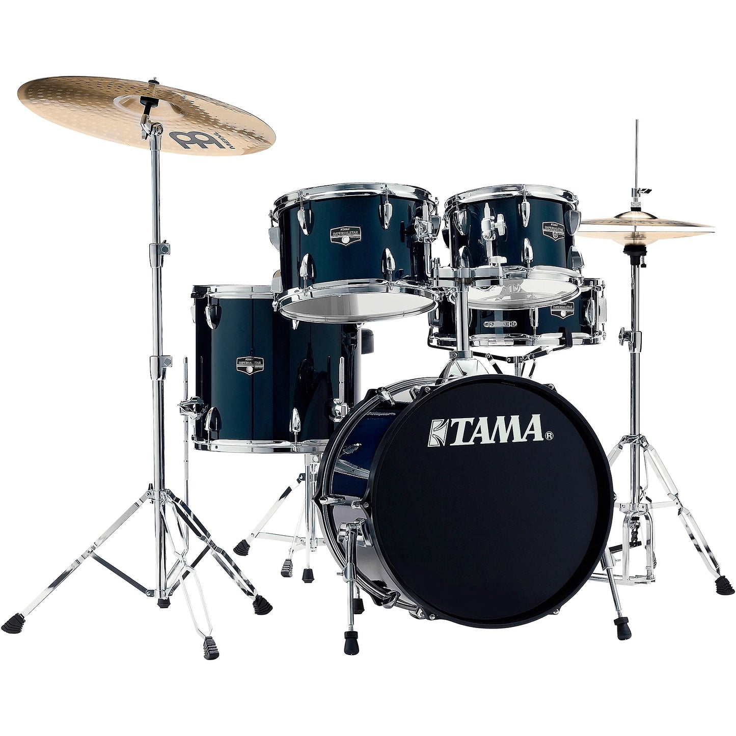 Tama Imperialstar IE52C 5-piece Complete Drum Set with Snare Drum and Meinl Cymbals-Hair Line Blue