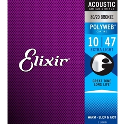 Elixir 11000 Polyweb 80/20 Bronze Acoustic Strings Extra Light