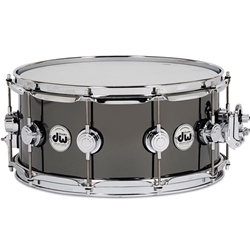DW DRVB6514SVC Collector's Series 6.5"X14" Black Nickel Over Brass Snare Drum w/ Chrome Hardware